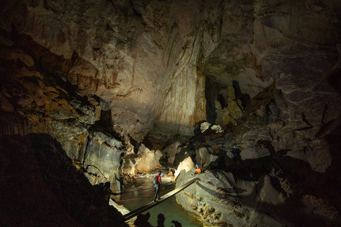 The underground river inside Hang Son Doong Cave