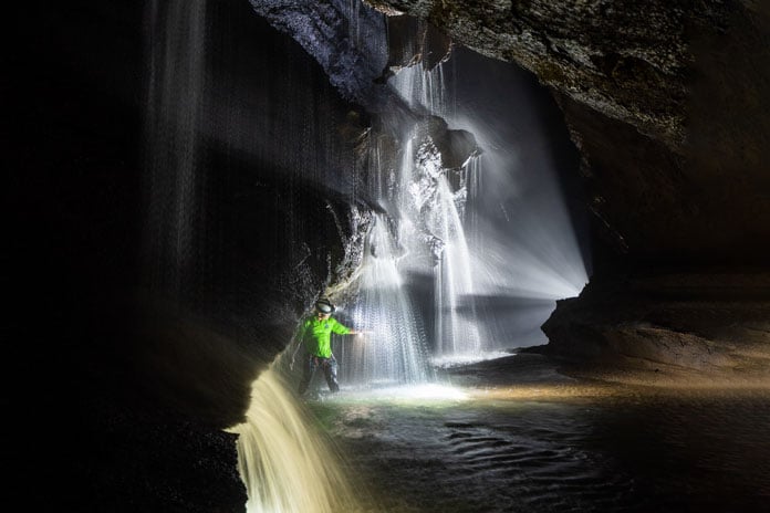 On rainy days, if you lucky you could the waterfall in Hang Va Cave