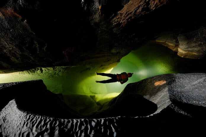 The underground river inside Hang Son Doong Cave